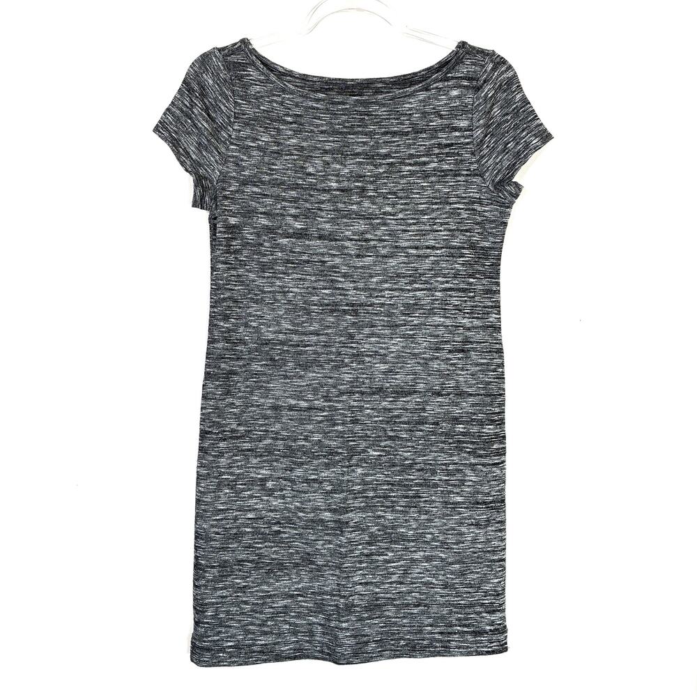 Ann Taylor LOFT Charcoal Heather Gray Mini Shift Dress Short Sleeve Womens Small